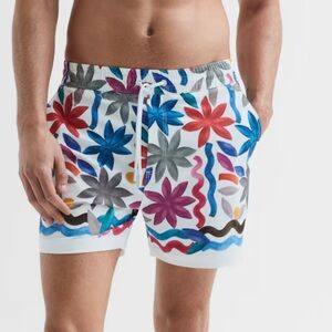 REISS ARIZONA FLORAL PRINT DRAWSTRING SWIM SHORTS - S